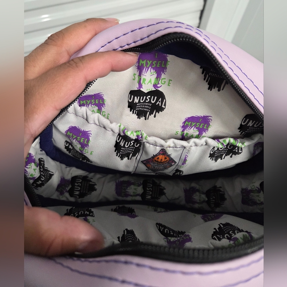 Love Pain and Stitches handcrafted pumpkin face crossbody in lavender - Picture 7 of 12